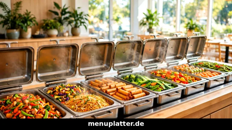 Buffet Preise Deutschland mit asiatischer Buffettheke und vielen frischen Gerichten in hellem Restaurant