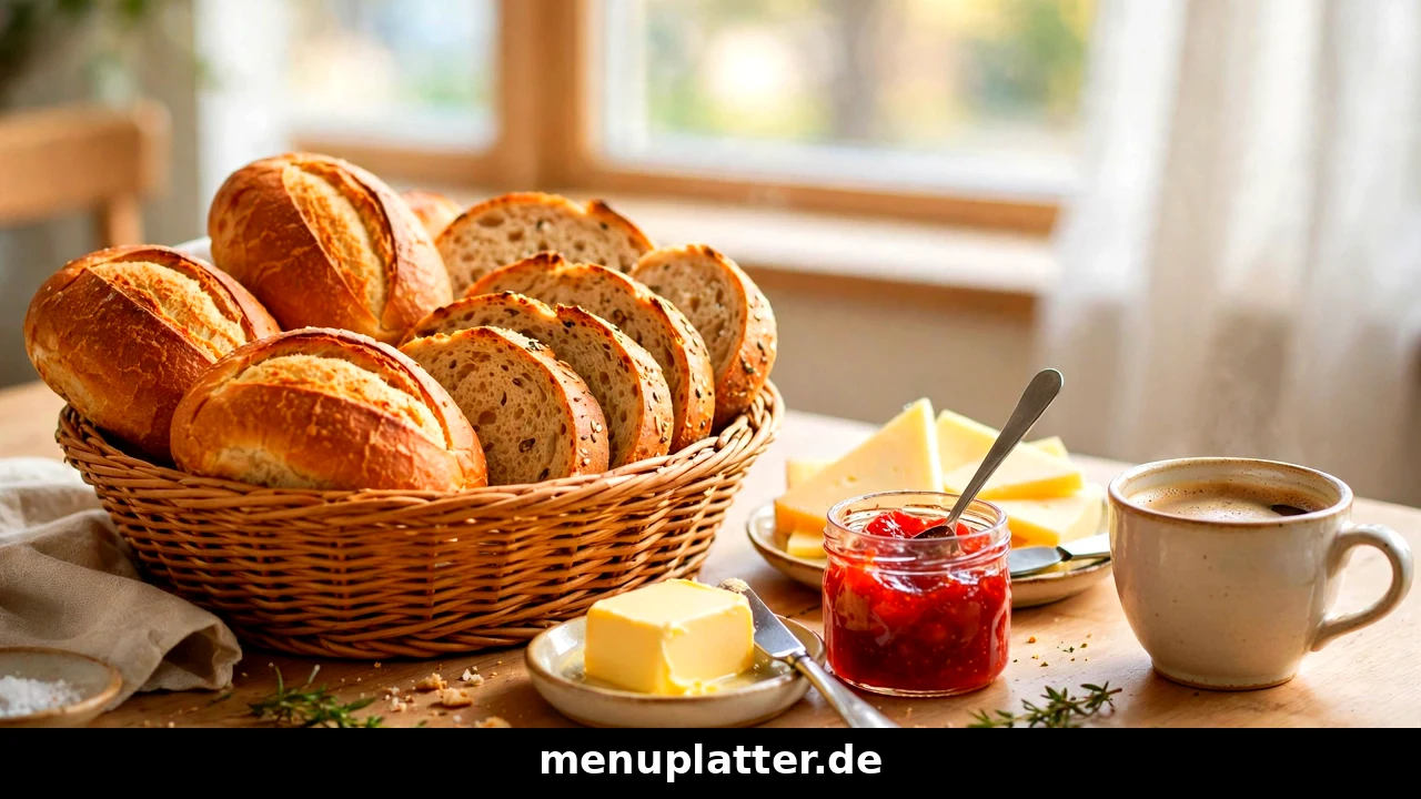 Der Beck Preise für ein fränkisches Frühstück mit Brotkorb, Brötchen und Kaffee in einem Café in Erlangen