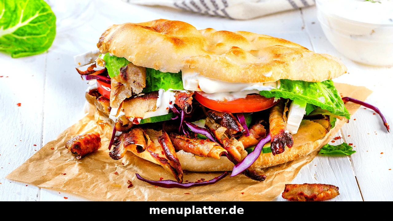 Döner Preise Leipzig mit einem Döner in Pitabrot mit Gemüse in Nahaufnahme