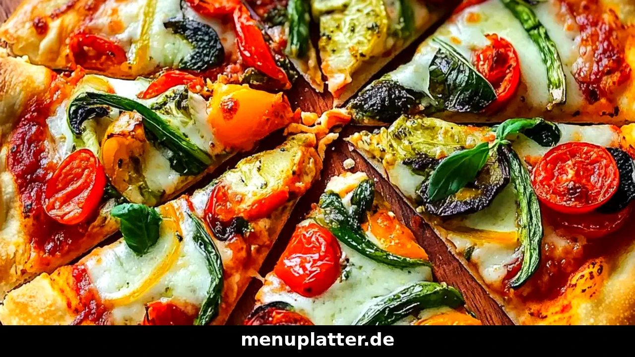 Domino's Kalorien & Nährwerte mit bunter Gemüsepizza aus Tomaten, Zucchini, Basilikum und Mozzarella