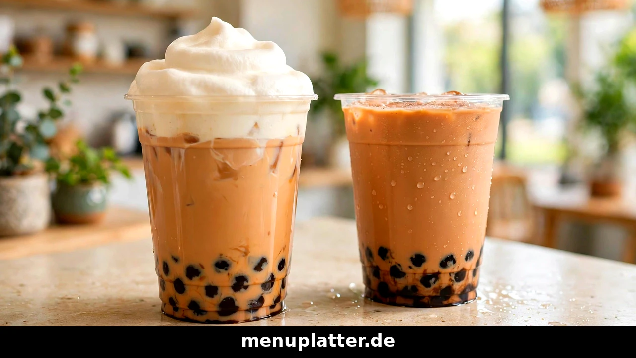 Gong Cha Preise Deutschland mit Milk Foam Milk Tea, Tapioka-Perlen und cremigem Milchschaum in hellem Becher