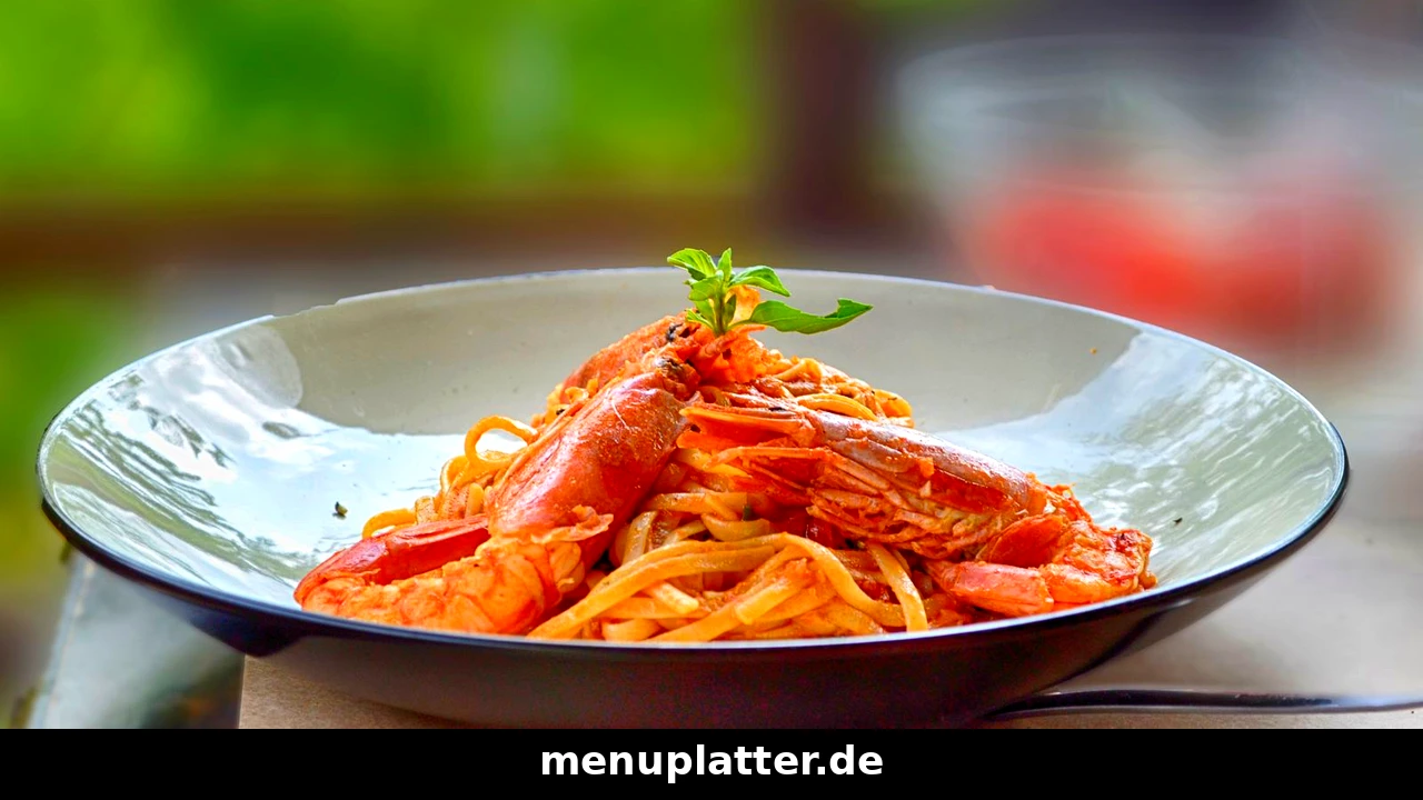 Gosch Speisekarte Preise mit Garnelen-Linguine in würziger Tomatensoße und frischem Basilikum