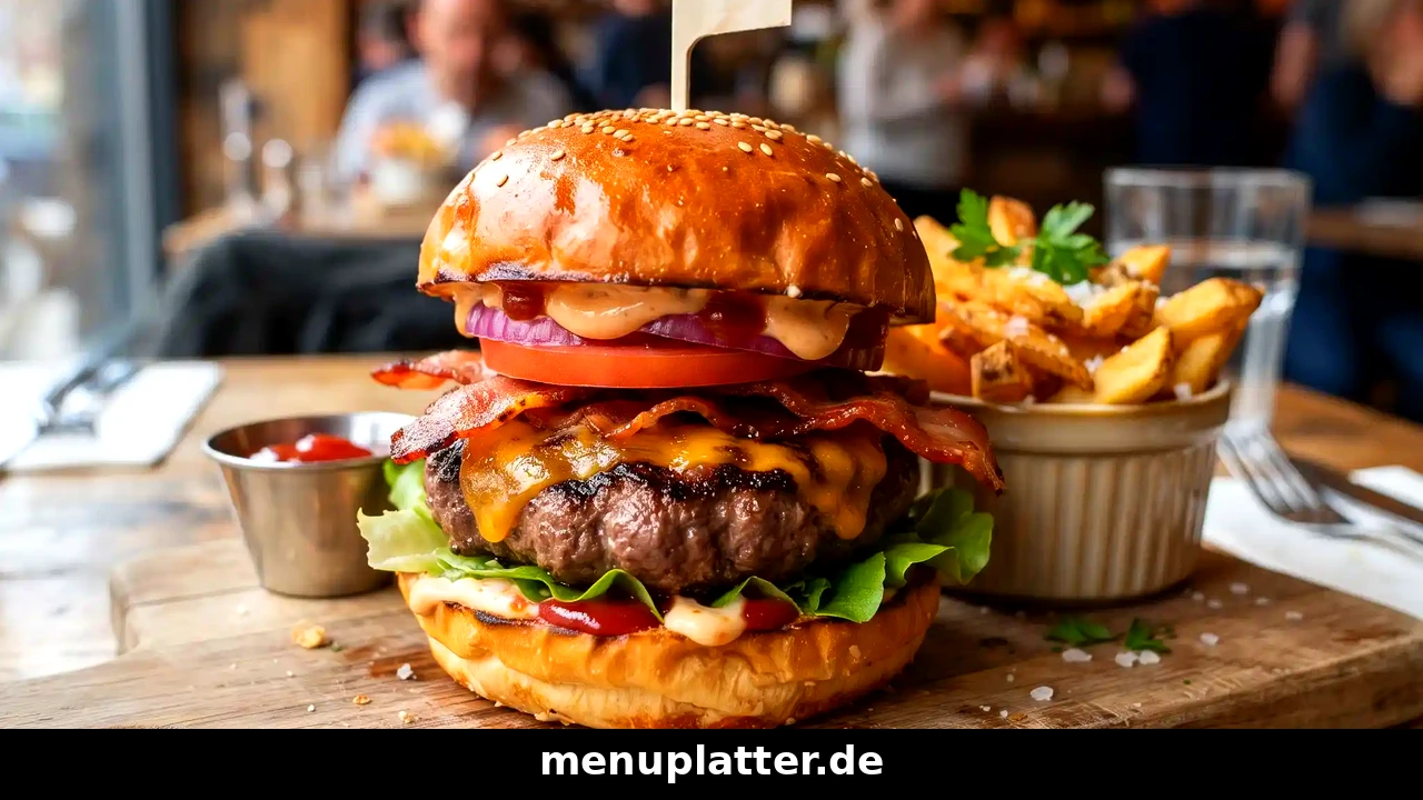 Hans im Glück Preise Köln mit einem Burger auf einem rustikalen Holzbrett