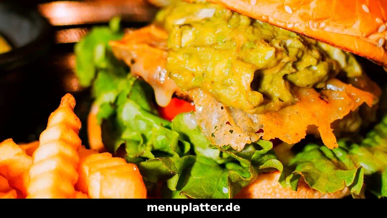 Hans im Glück Speisekarte Preise mit Avocado-Burger, frischem Salat und knusprigen Wellenpommes aus der Nähe
