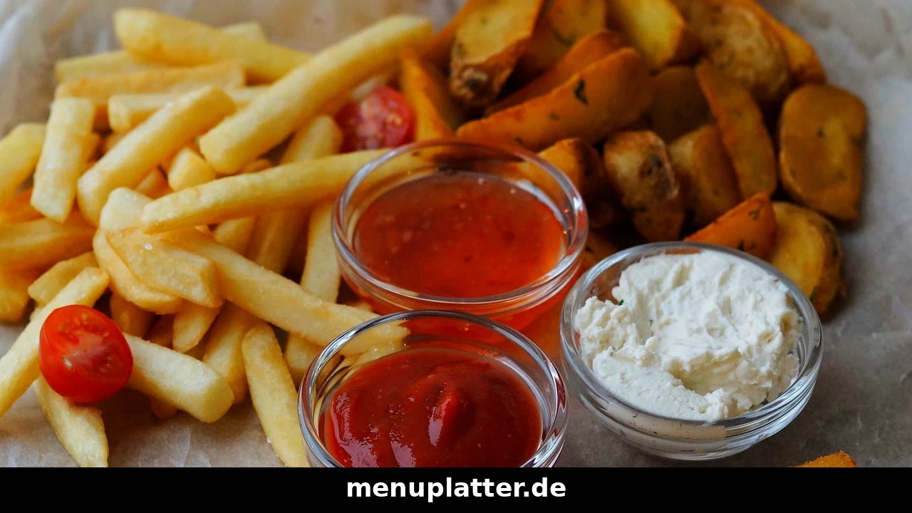 McDonald's Germany menu prices with crispy chicken nuggets, fries, potato wedges and three dips on baking paper