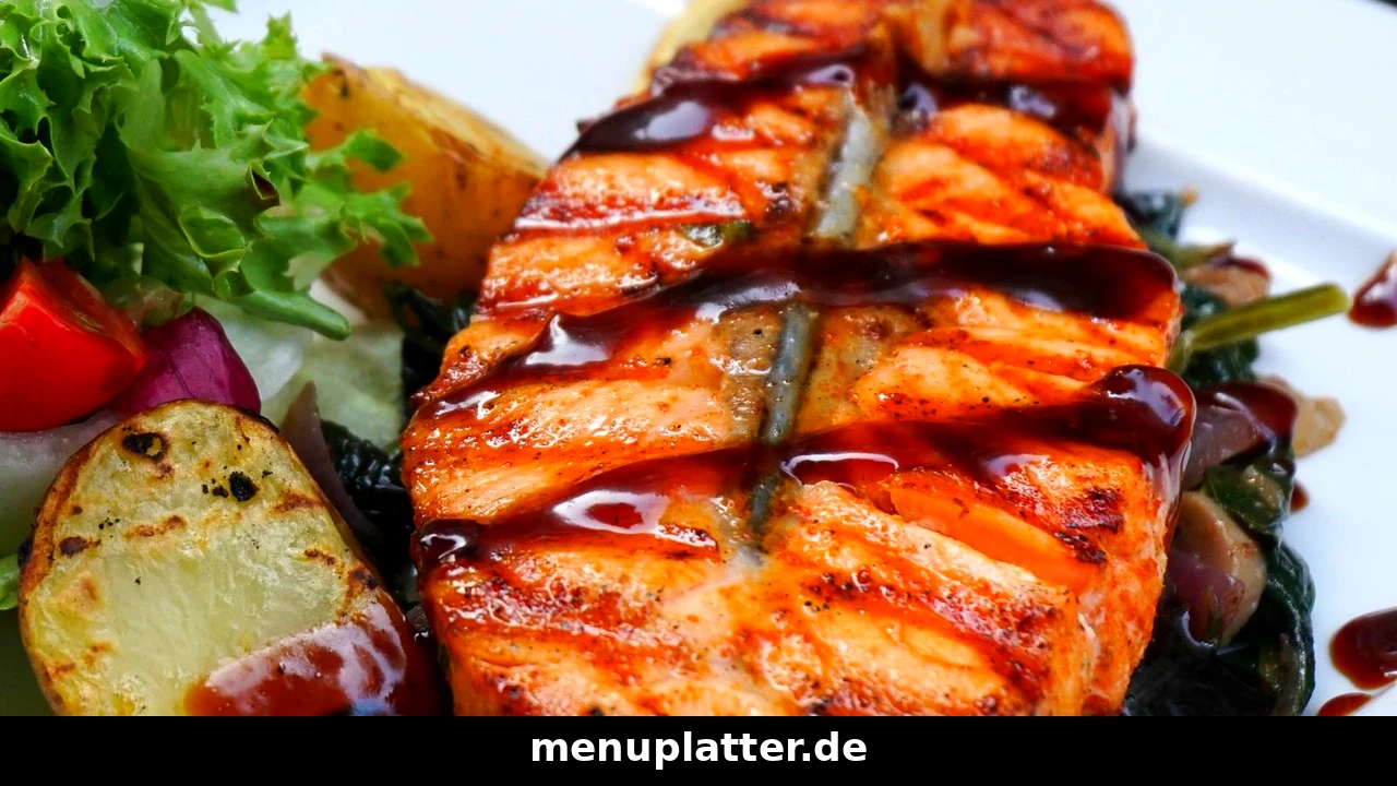 Nordsee Kalorien & Nährwerte mit gegrilltem Lachsfilet, Bratkartoffeln, Spinat und frischem Salat