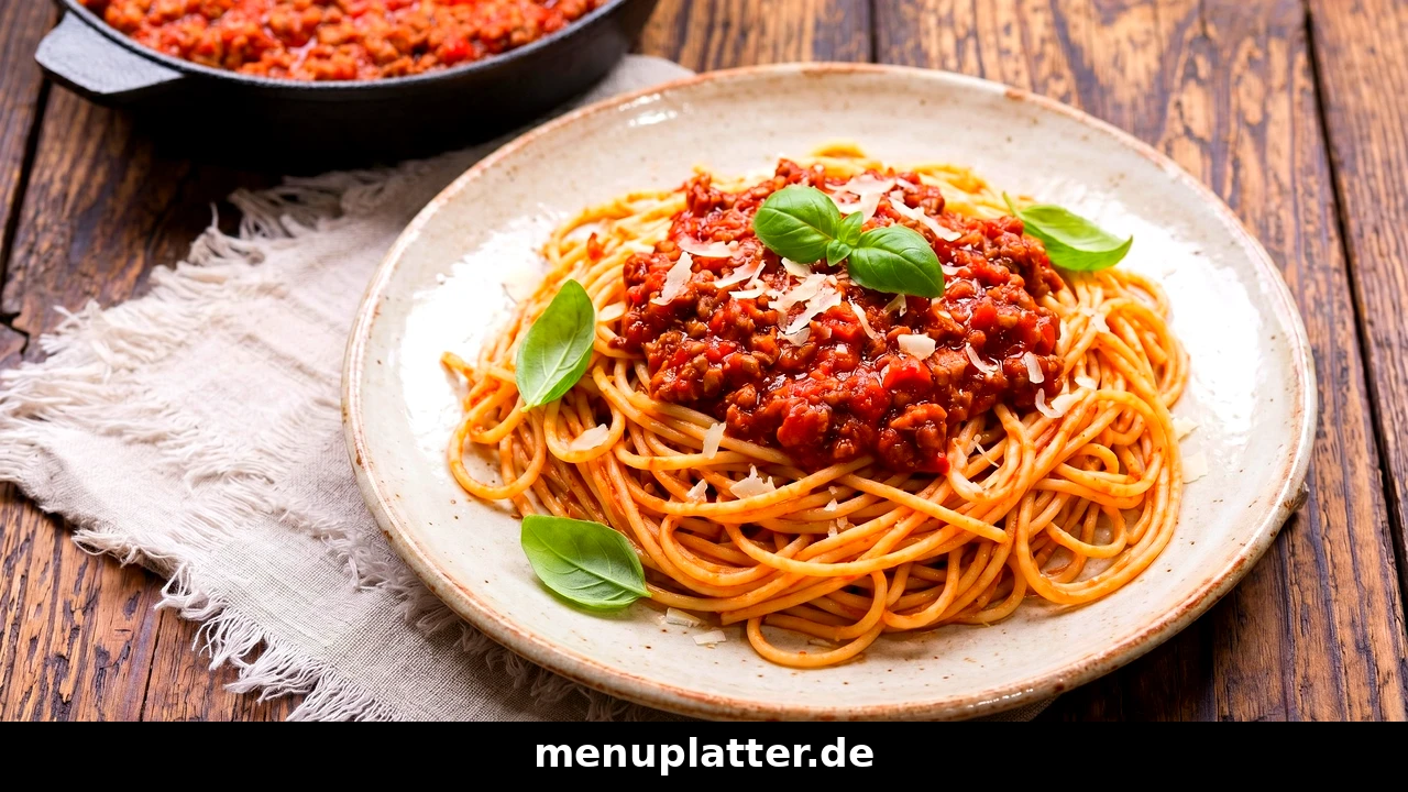 Pasta Preise Leipzig mit Spaghetti Bolognese mit Parmesan auf einem Teller