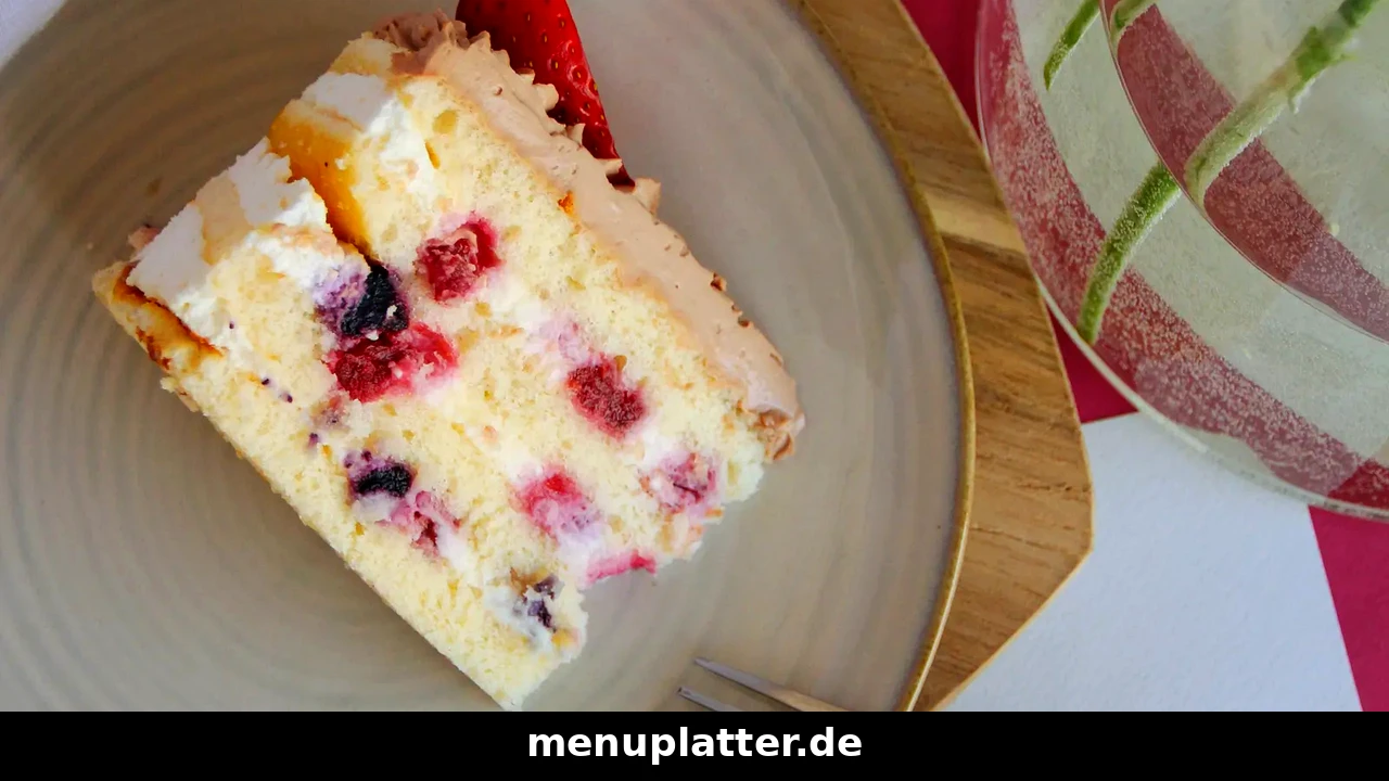 Schäfer's Preise mit einem Stück Beerentorte und Cappuccino mit Latte Art auf einem Café-Tisch