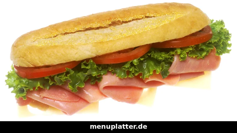 Subway Preise Stuttgart mit Schinken-Sub, Salat und Tomaten auf hellem Grund
