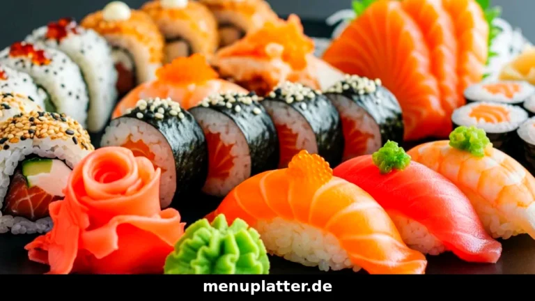 Sushi Preise Hamburg mit Lachs Nigiri, Thunfisch Maki und California Rolls von Hamburger Sushi-Läden auf einer Platte