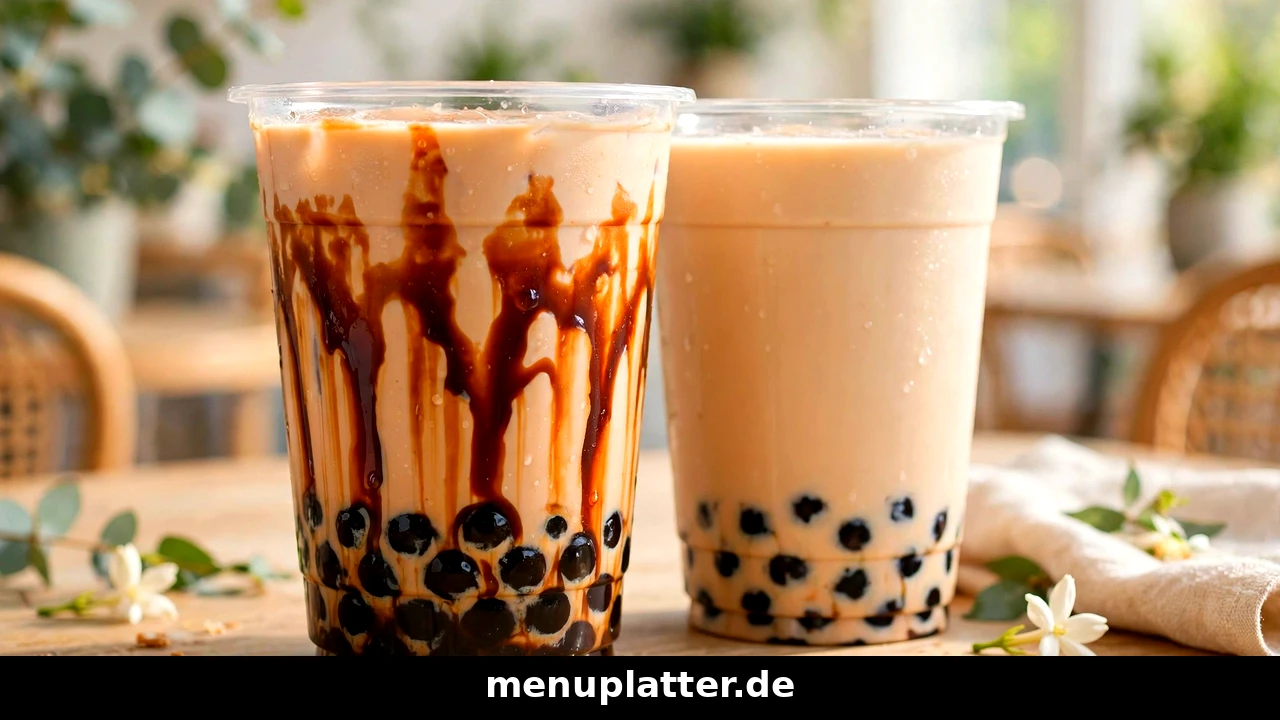 The Alley Preise Deutschland mit Brown Sugar Deerioca Milk, Tapioka-Perlen und Tigerstreifen aus braunem Zucker im Becher