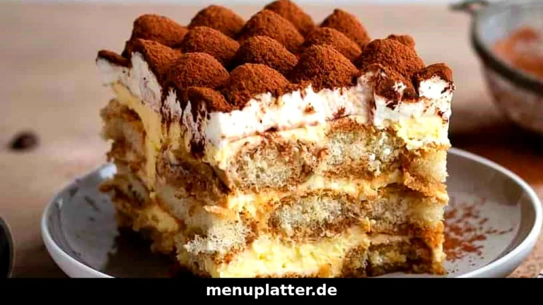 Tiramisu Preise mit klassischem Tiramisu im Glas, Kakaopulver und Mascarponecreme auf einem hellen Restauranttisch